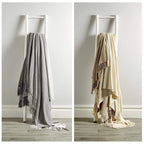 OLIVIA ROCCO Handwoven Large Check Pure Indian Cotton Throw Blanket With Tassels Eco - Joe’s Haven