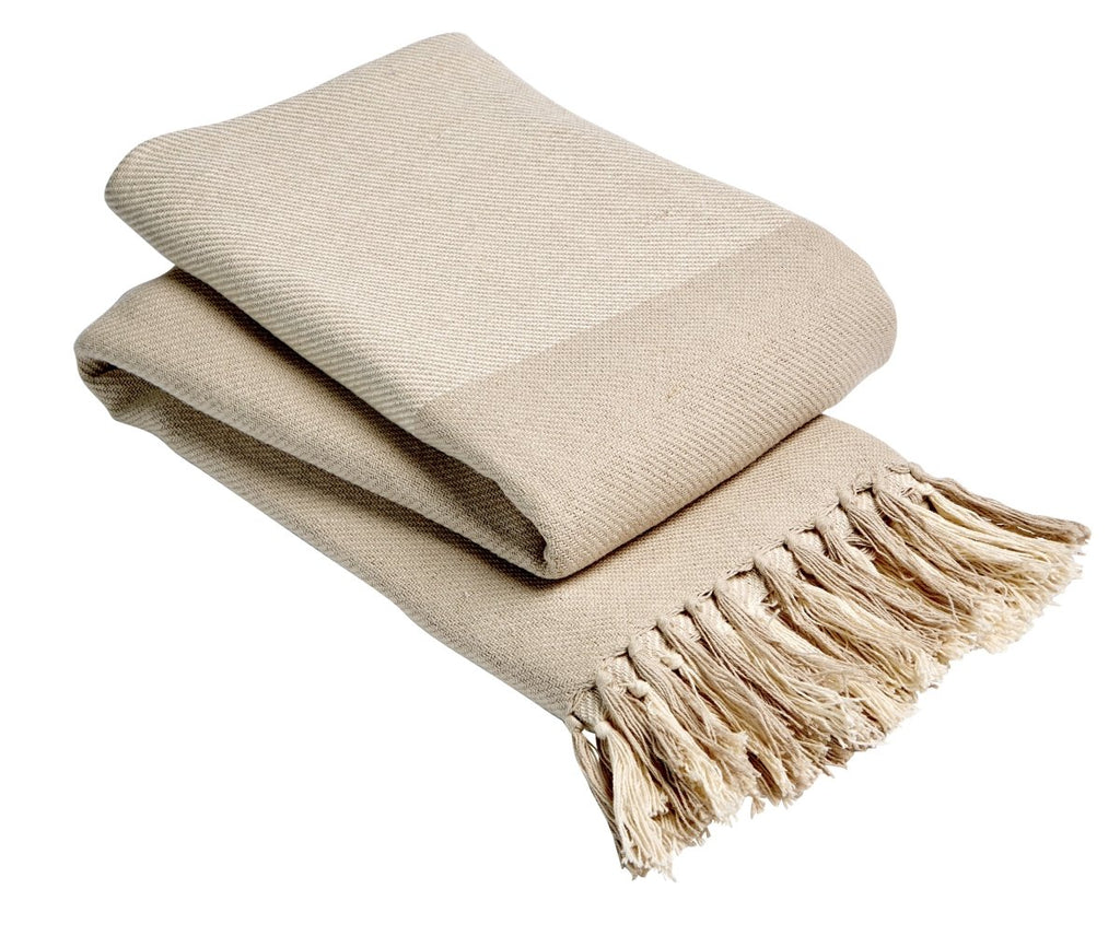 OLIVIA ROCCO Handwoven Large Check Pure Indian Cotton Throw Blanket With Tassels Eco - Joe’s Haven