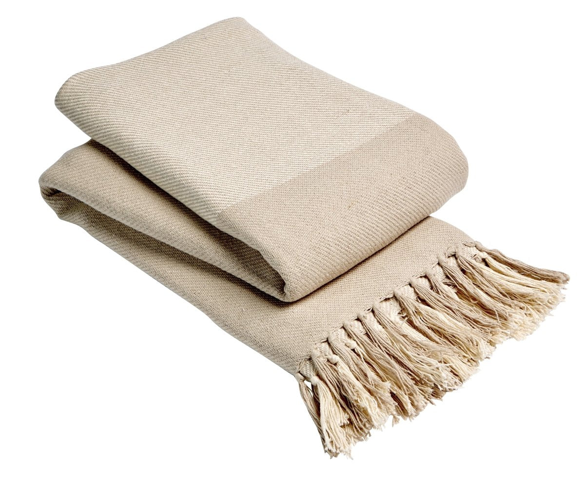 OLIVIA ROCCO Handwoven Large Check Pure Indian Cotton Throw Blanket With Tassels Eco - Joe’s Haven