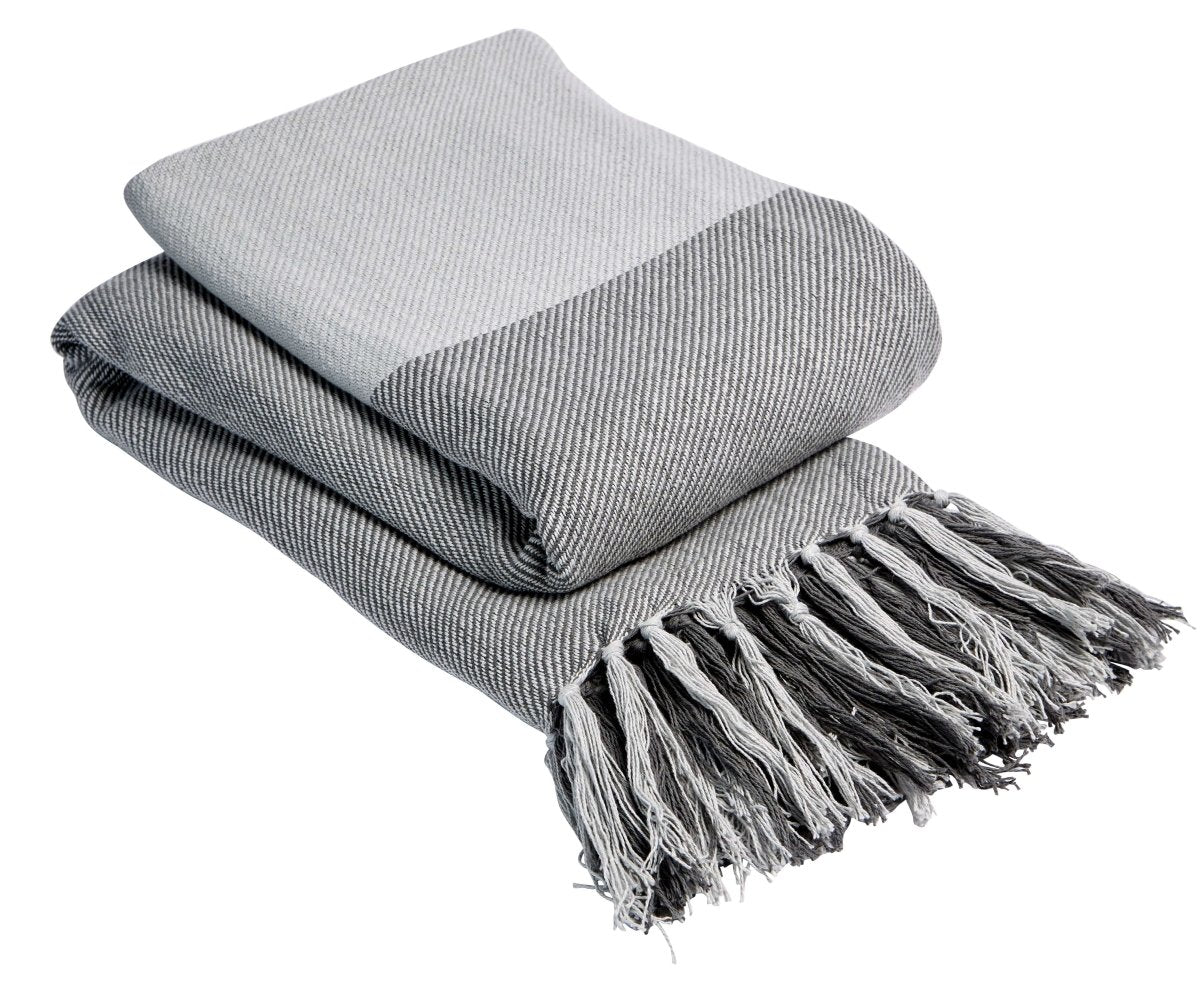 OLIVIA ROCCO Handwoven Large Check Pure Indian Cotton Throw Blanket With Tassels Eco - Joe’s Haven