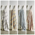OLIVIA ROCCO Zara Striped Handwoven Pure Cotton Throw Blanket With Tassels Eco Friendly - Joe’s Haven