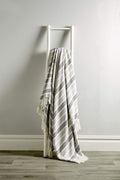 OLIVIA ROCCO Zara Striped Handwoven Pure Cotton Throw Blanket With Tassels Eco Friendly - Joe’s Haven