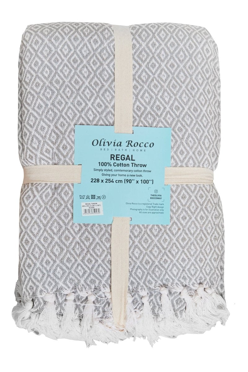 OLIVIA ROCCO Regal Handwoven Pure Cotton Throw Blanket Diamond Geometric Pattern - Joe’s Haven