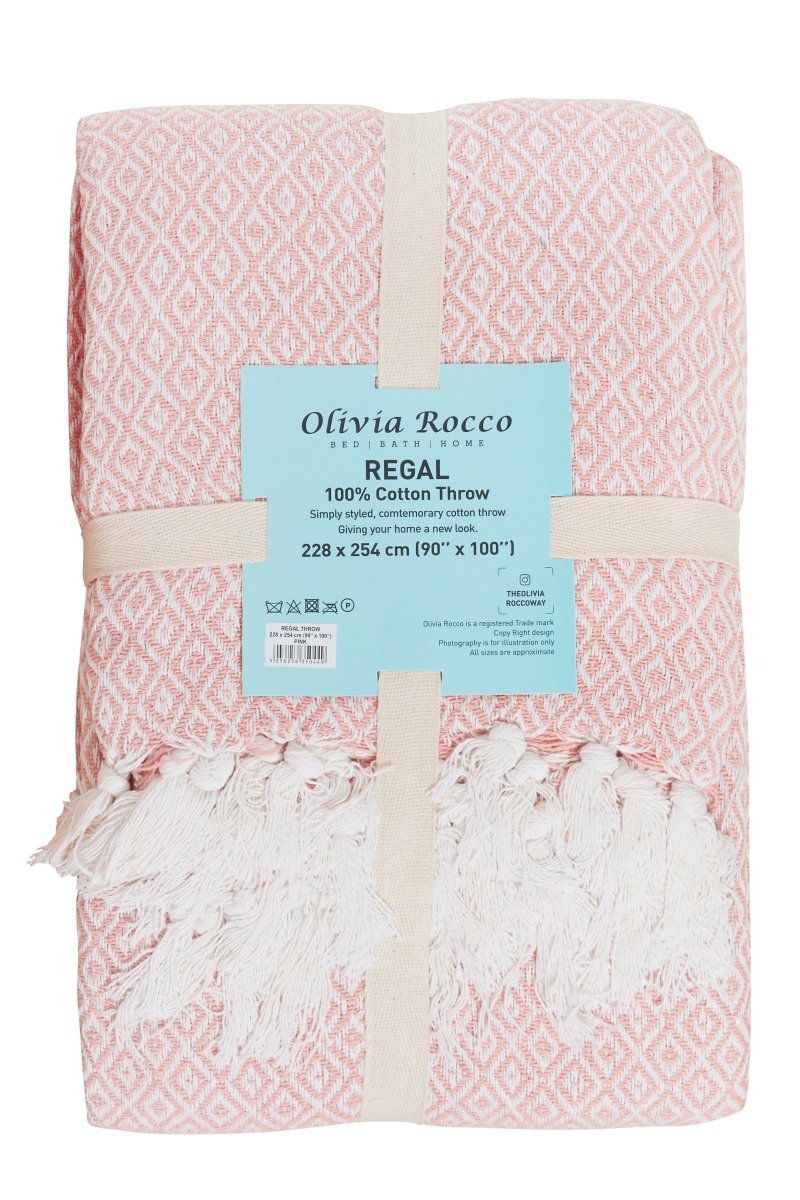 OLIVIA ROCCO Regal Handwoven Pure Cotton Throw Blanket Diamond Geometric Pattern - Joe’s Haven