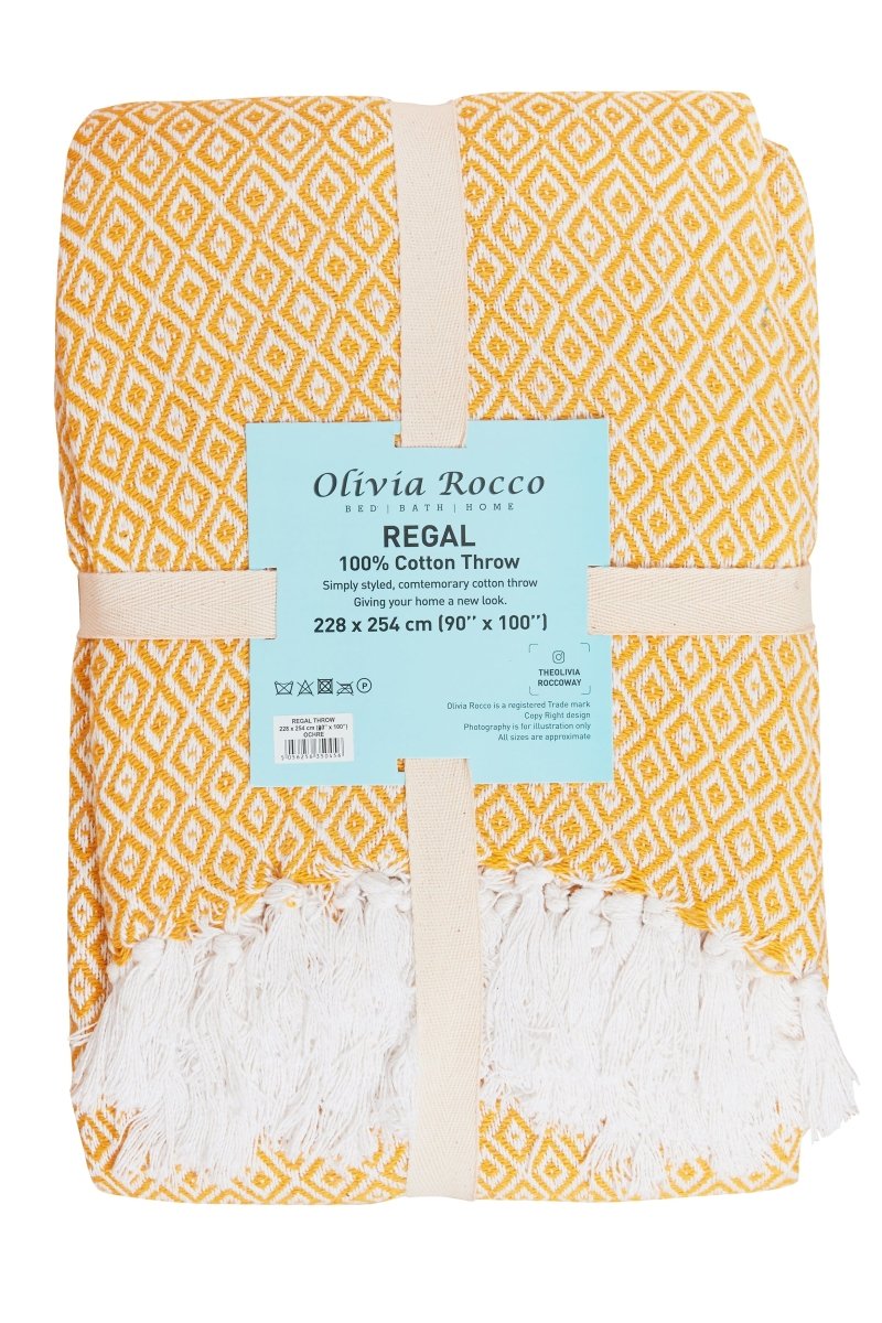 OLIVIA ROCCO Regal Handwoven Pure Cotton Throw Blanket Diamond Geometric Pattern - Joe’s Haven