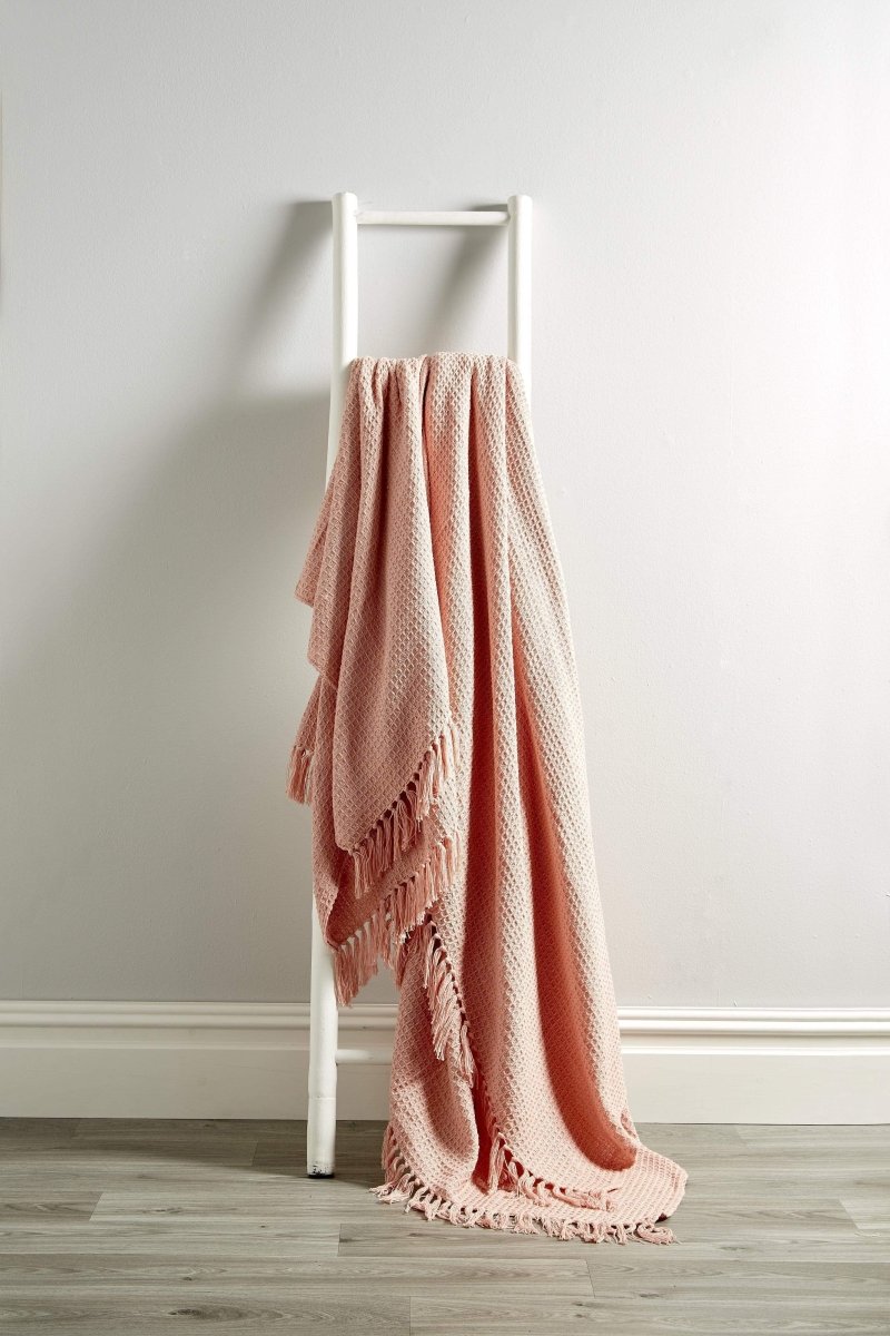 OLIVIA ROCCO Lisbon Pure Indian Cotton Handwoven Honeycomb Throw Blanket Lightweight - Joe’s Haven