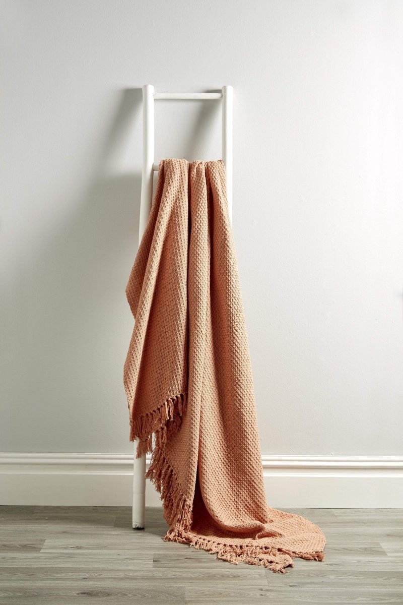 OLIVIA ROCCO Lisbon Pure Indian Cotton Handwoven Honeycomb Throw Blanket Lightweight - Joe’s Haven