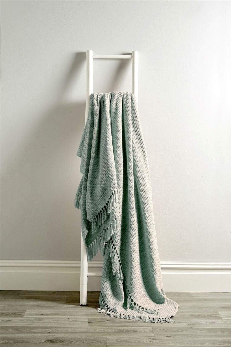 OLIVIA ROCCO Lisbon Pure Indian Cotton Handwoven Honeycomb Throw Blanket Lightweight - Joe’s Haven