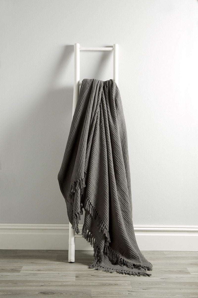 OLIVIA ROCCO Lisbon Pure Indian Cotton Handwoven Honeycomb Throw Blanket Lightweight - Joe’s Haven
