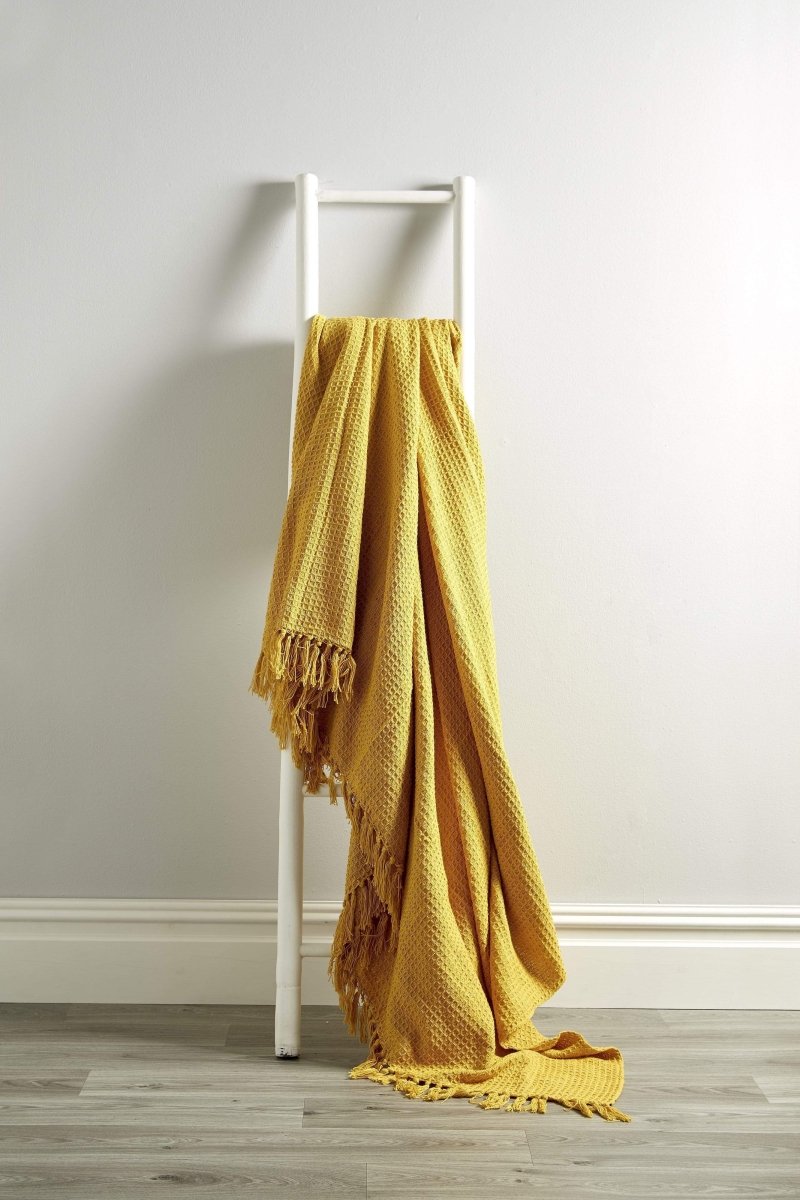 OLIVIA ROCCO Lisbon Pure Indian Cotton Handwoven Honeycomb Throw Blanket Lightweight - Joe’s Haven