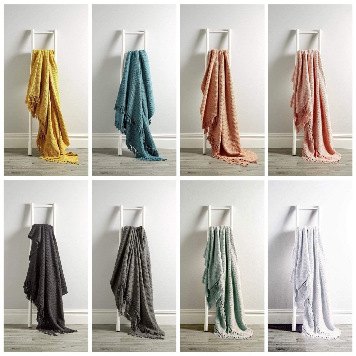 OLIVIA ROCCO Lisbon Pure Indian Cotton Handwoven Honeycomb Throw Blanket Lightweight - Joe’s Haven