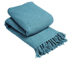 OLIVIA ROCCO Lisbon Pure Indian Cotton Handwoven Honeycomb Throw Blanket Lightweight - Joe’s Haven