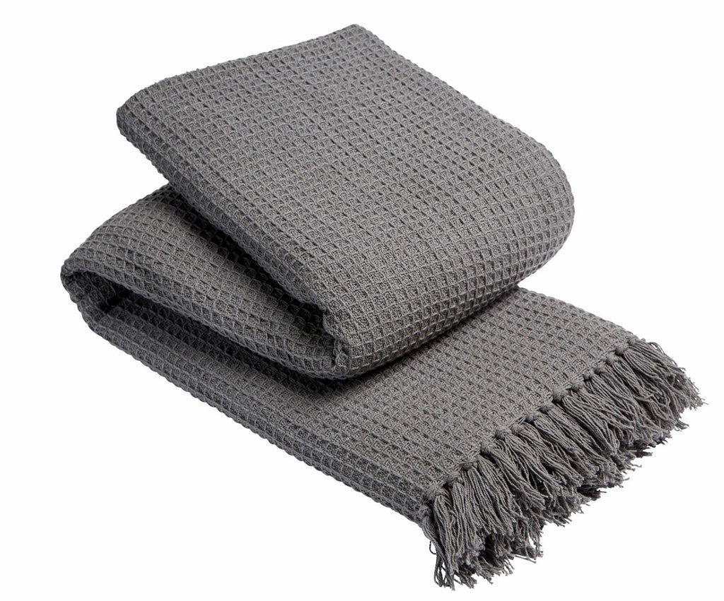 OLIVIA ROCCO Lisbon Pure Indian Cotton Handwoven Honeycomb Throw Blanket Lightweight - Joe’s Haven