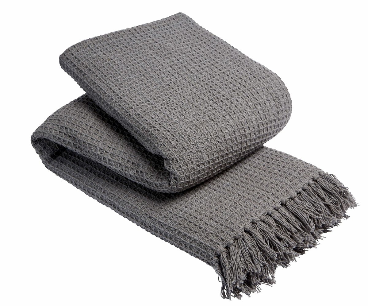 OLIVIA ROCCO Lisbon Pure Indian Cotton Handwoven Honeycomb Throw Blanket Lightweight - Joe’s Haven