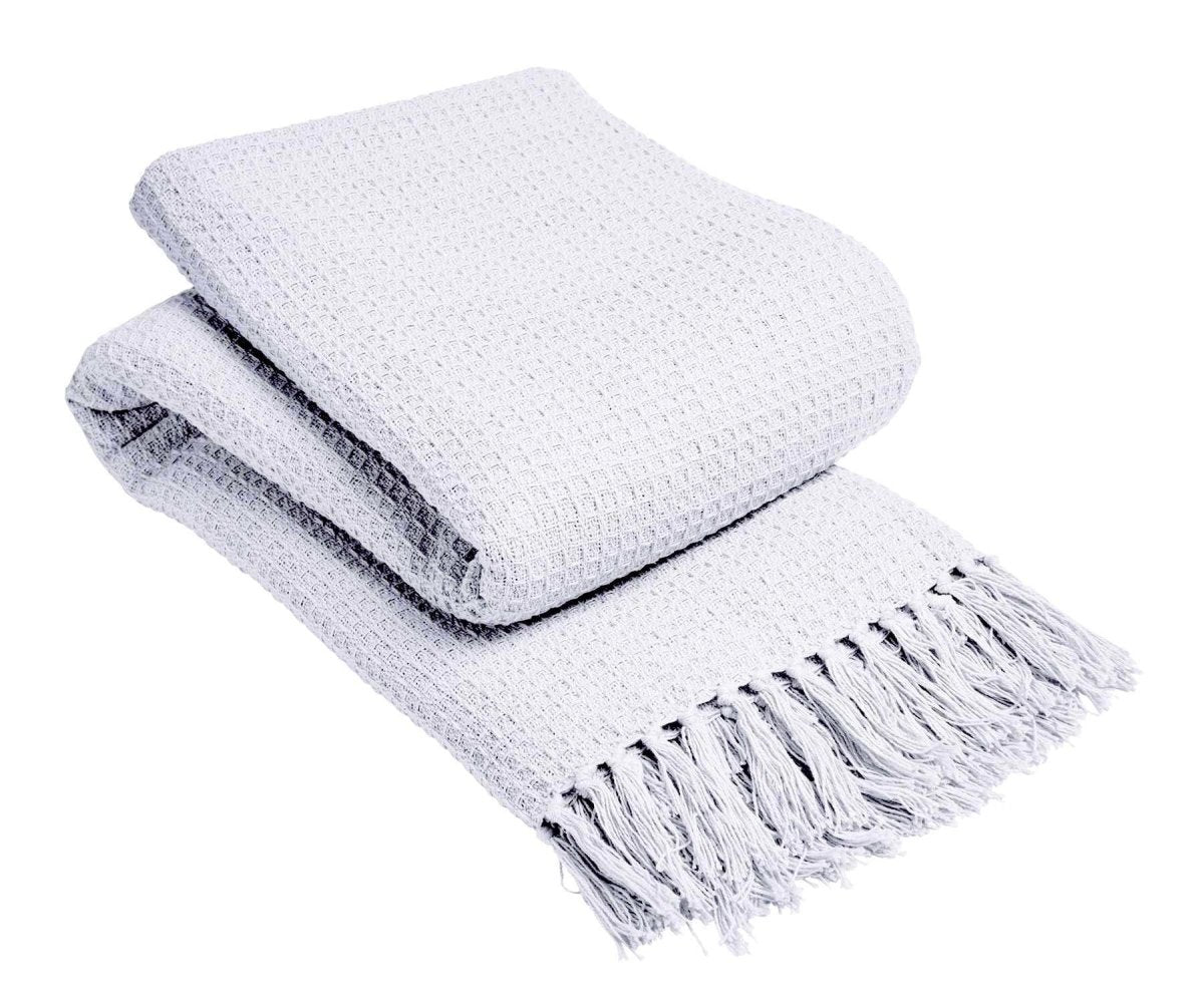 OLIVIA ROCCO Lisbon Pure Indian Cotton Handwoven Honeycomb Throw Blanket Lightweight - Joe’s Haven