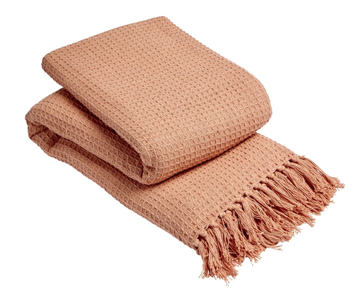 OLIVIA ROCCO Lisbon Pure Indian Cotton Handwoven Honeycomb Throw Blanket Lightweight - Joe’s Haven