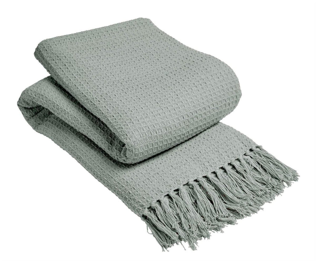 OLIVIA ROCCO Lisbon Pure Indian Cotton Handwoven Honeycomb Throw Blanket Lightweight - Joe’s Haven