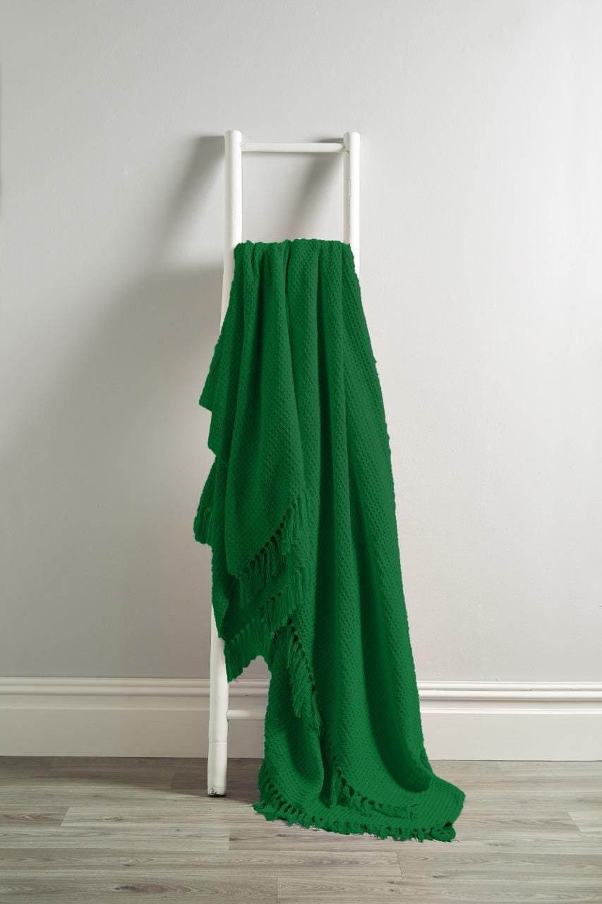 OLIVIA ROCCO Lisbon Pure Indian Cotton Handwoven Honeycomb Throw Blanket Lightweight - Joe’s Haven