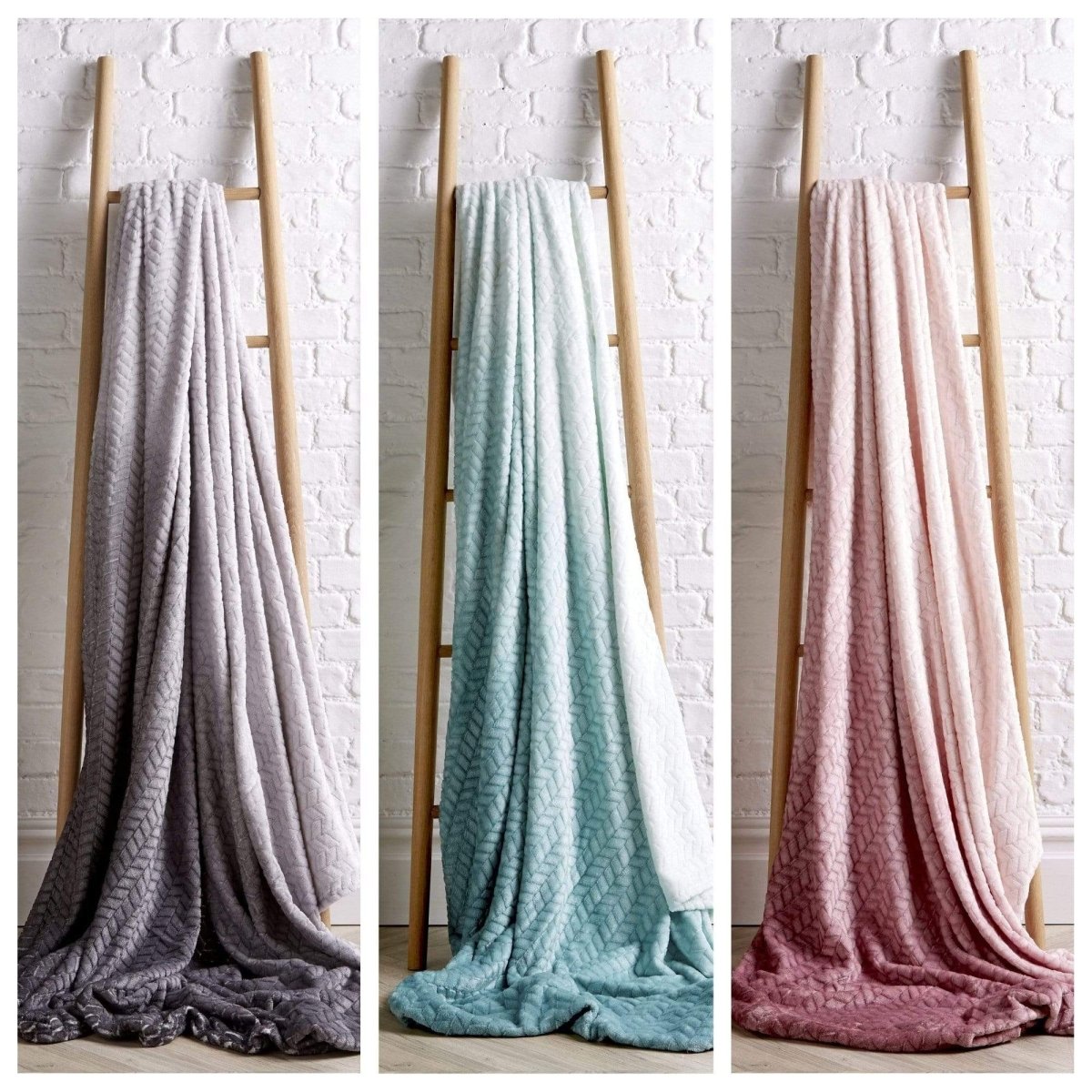 OLIVIA ROCCO Chevron Ombre Throw Blanket Oversized Chunky Soft Fleece for Sofa or Bed - Joe’s Haven