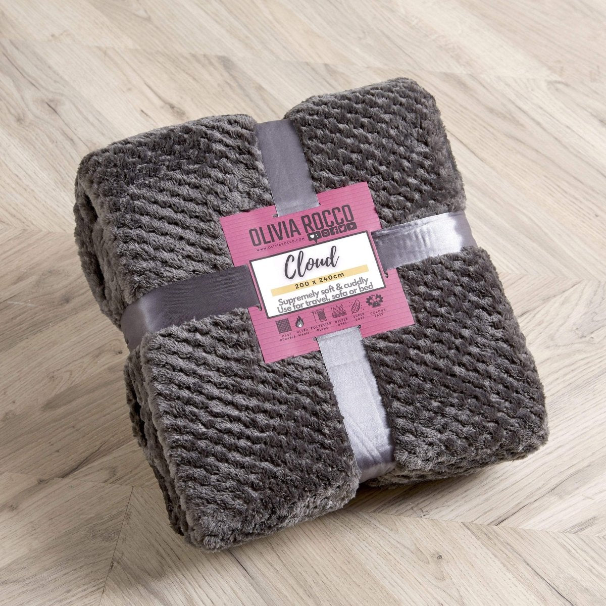 OLIVIA ROCCO Cloud Honeycomb Throw Oversized Chunky Soft Fleece Blanket Faux Fur - Joe’s Haven