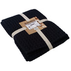 OLIVIA ROCCO Florian Checked Throw Blanket 100% Cotton Black Bedspread For Sofas - Joe’s Haven