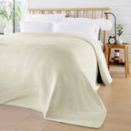 OLIVIA ROCCO Florian Checked Throw Blanket Natural Cotton Bedspread For Sofas Armchairs - Joe’s Haven