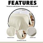 OLIVIA ROCCO Florian Checked Throw Blanket Natural Cotton Bedspread For Sofas Armchairs - Joe’s Haven