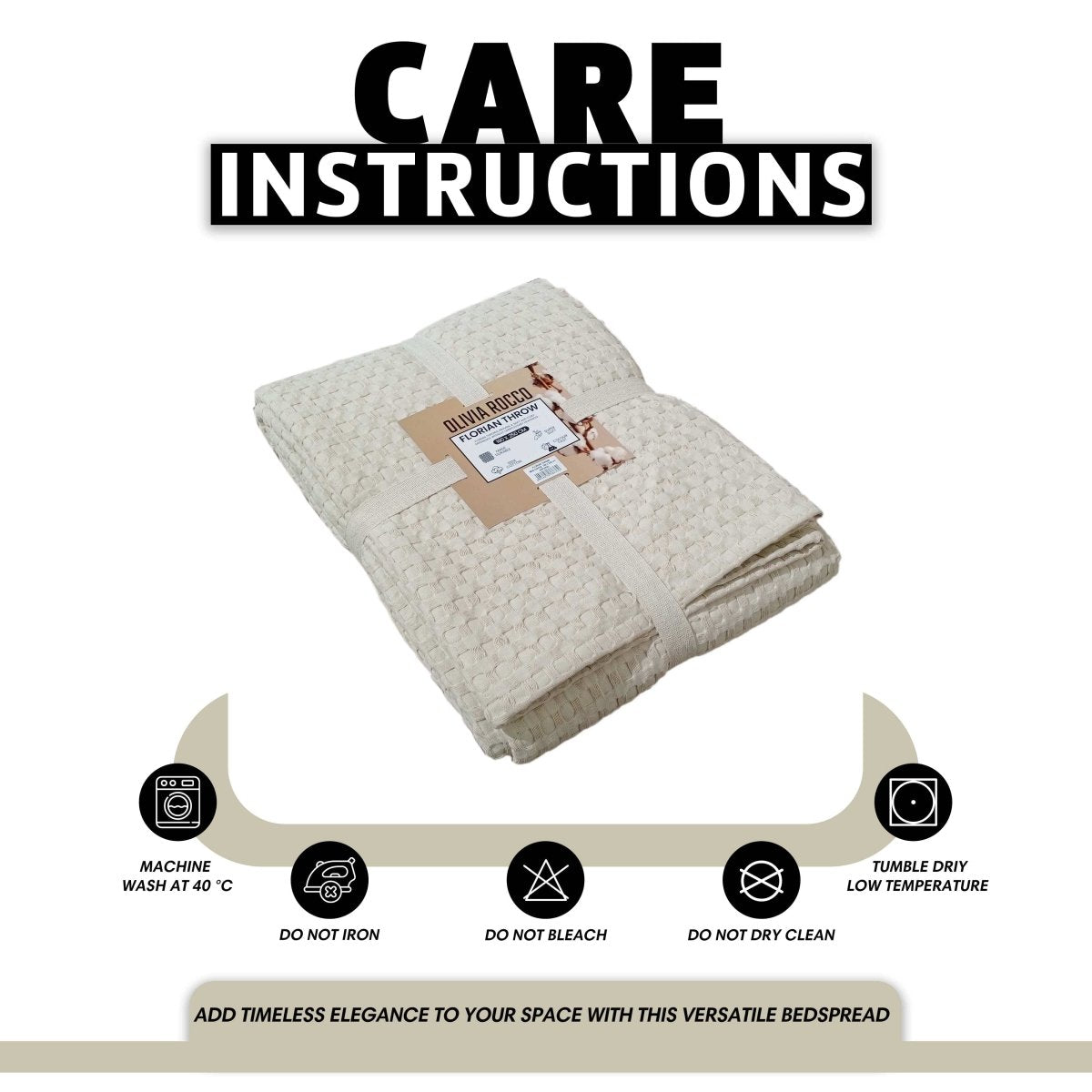 OLIVIA ROCCO Florian Checked Throw Blanket Natural Cotton Bedspread For Sofas Armchairs - Joe’s Haven
