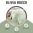 OLIVIA ROCCO Florian Checked Throw Blanket Sage Green 100% Cotton Bedspread For Sofas - Joe’s Haven