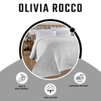 OLIVIA ROCCO Florian Checked Throw Blanket White 100% Cotton Bedspread For Sofa And Bed - Joe’s Haven