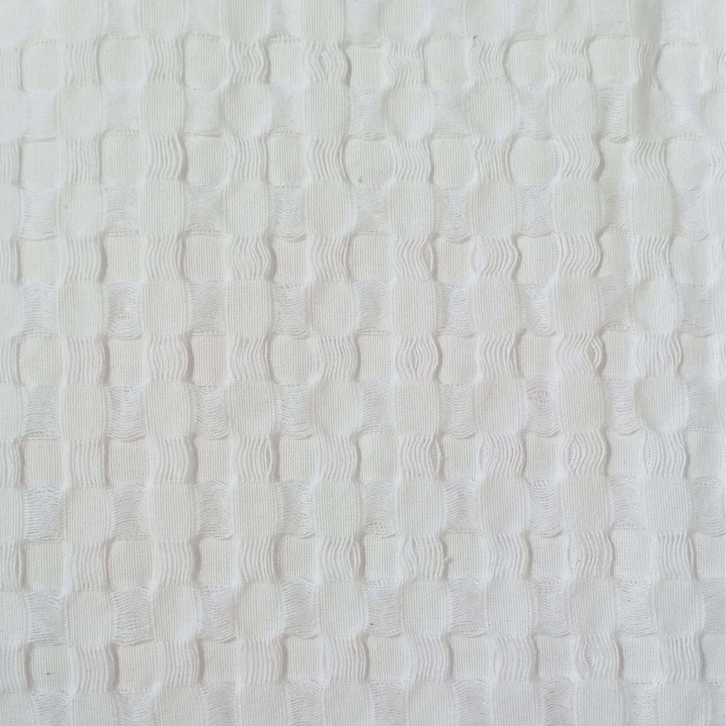 OLIVIA ROCCO Florian Checked Throw Blanket White 100% Cotton Bedspread For Sofa And Bed - Joe’s Haven