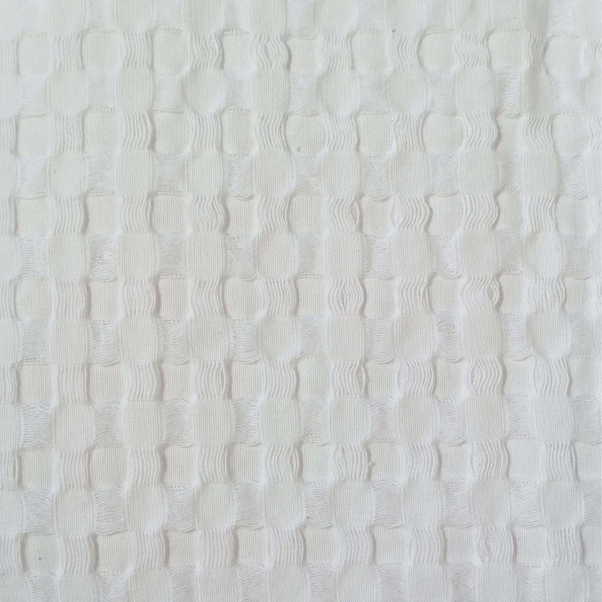OLIVIA ROCCO Florian Checked Throw Blanket White 100% Cotton Bedspread For Sofa And Bed - Joe’s Haven