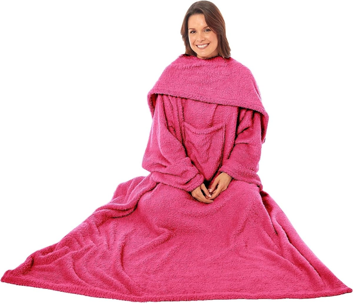 OLIVIA ROCCO Wearable TV Blanket With Sleeves And Pocket Ultra Soft Fleece 140x183 - Joe’s Haven