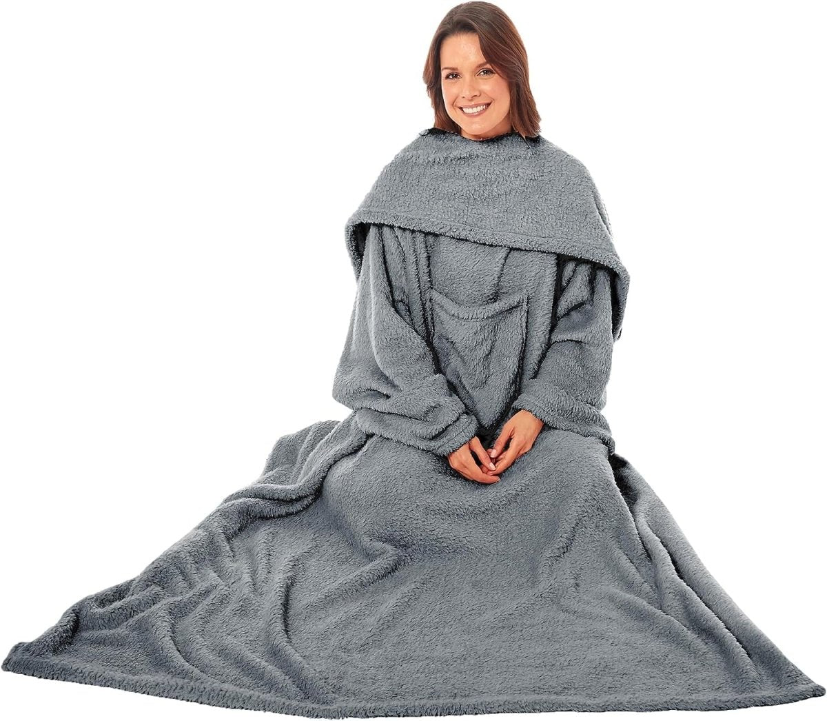 OLIVIA ROCCO Wearable TV Blanket With Sleeves And Pocket Ultra Soft Fleece 140x183 - Joe’s Haven