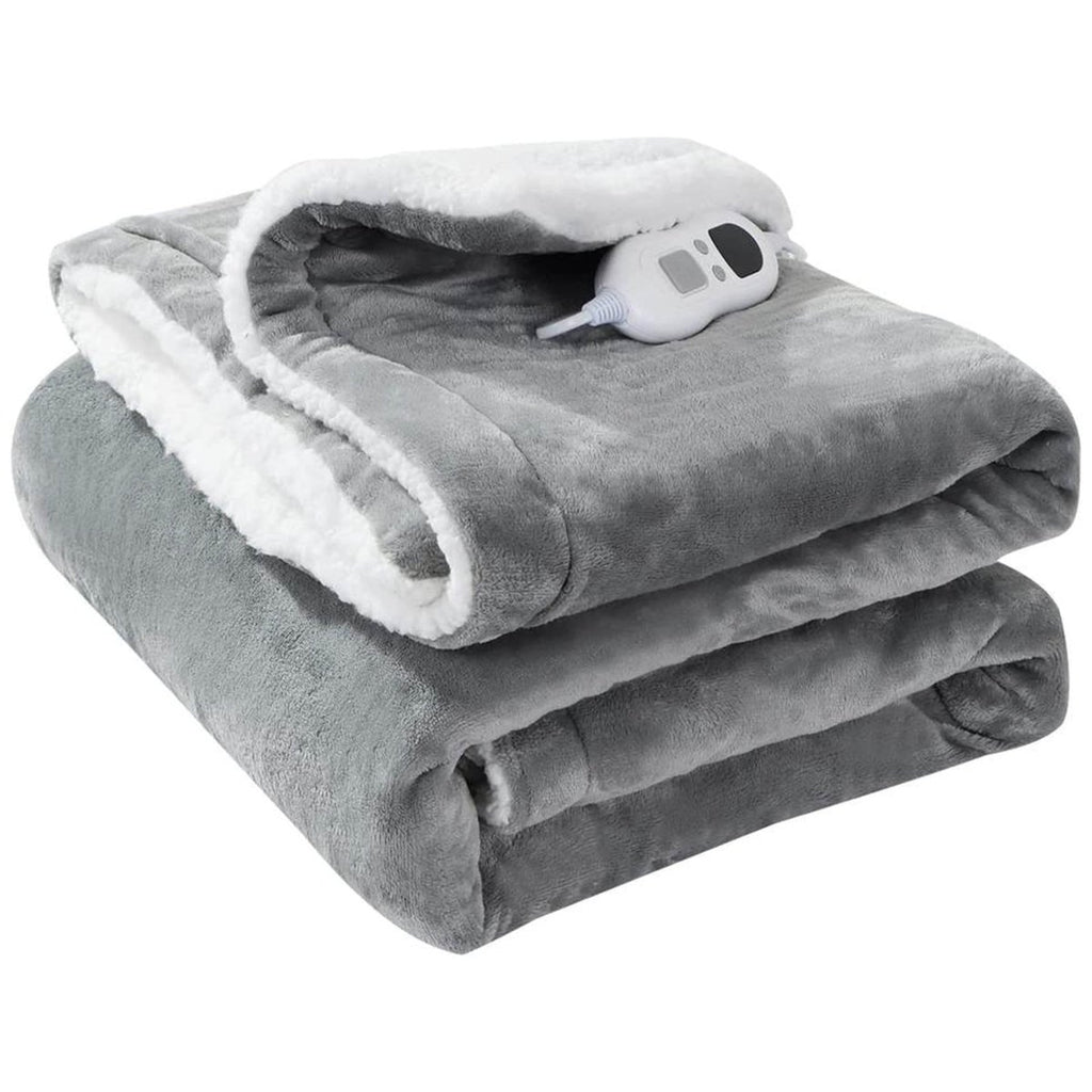 OLIVIA ROCCO Double Layer Electric Heated Throw Blanket Grey With Adjustable Heat - Joe’s Haven