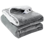 OLIVIA ROCCO Double Layer Electric Heated Throw Blanket Grey With Adjustable Heat - Joe’s Haven