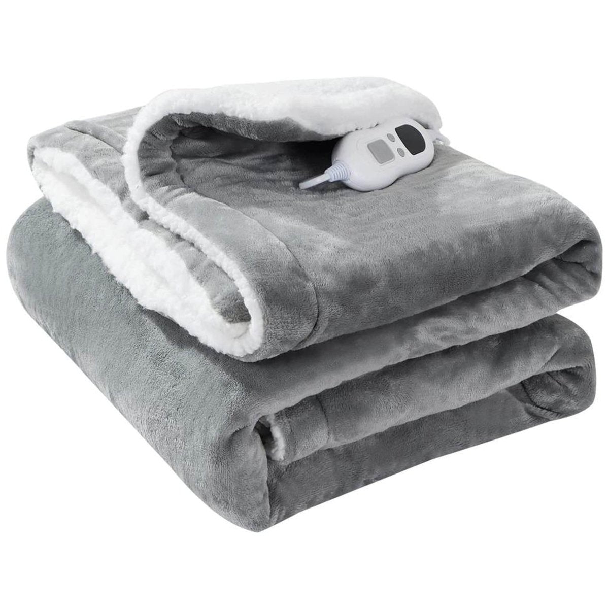 OLIVIA ROCCO Double Layer Electric Heated Throw Blanket Grey With Adjustable Heat - Joe’s Haven
