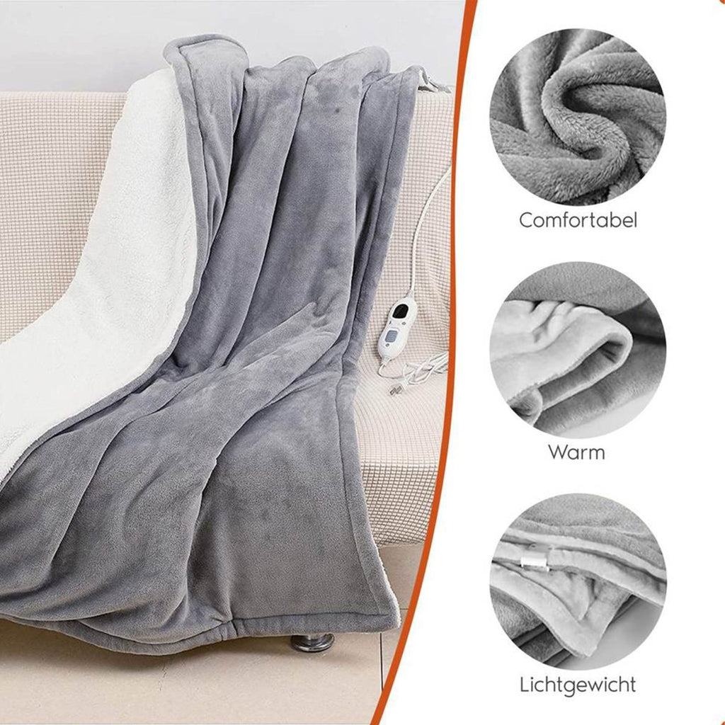 OLIVIA ROCCO Double Layer Electric Heated Throw Blanket Grey With Adjustable Heat - Joe’s Haven