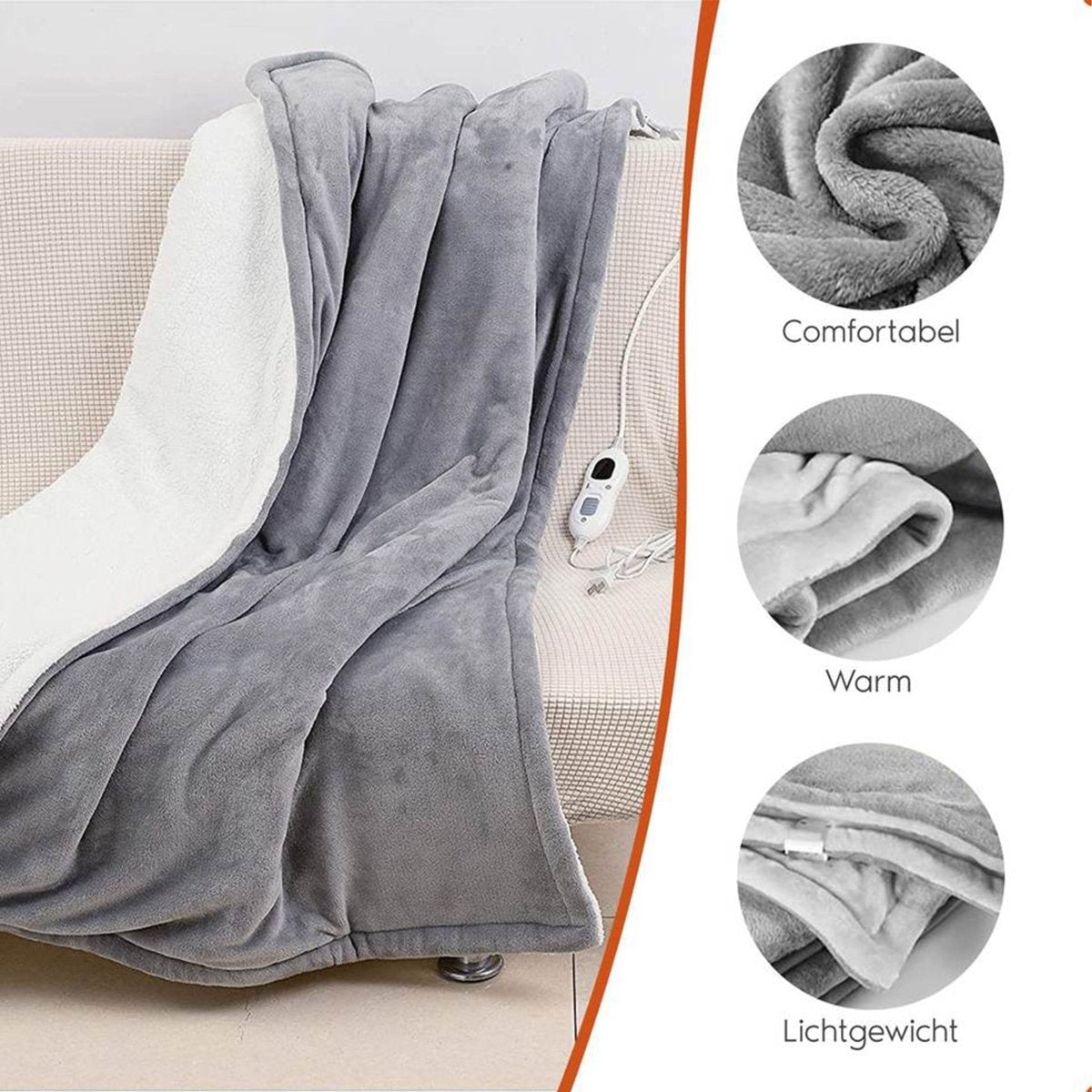 OLIVIA ROCCO Double Layer Electric Heated Throw Blanket Grey With Adjustable Heat - Joe’s Haven