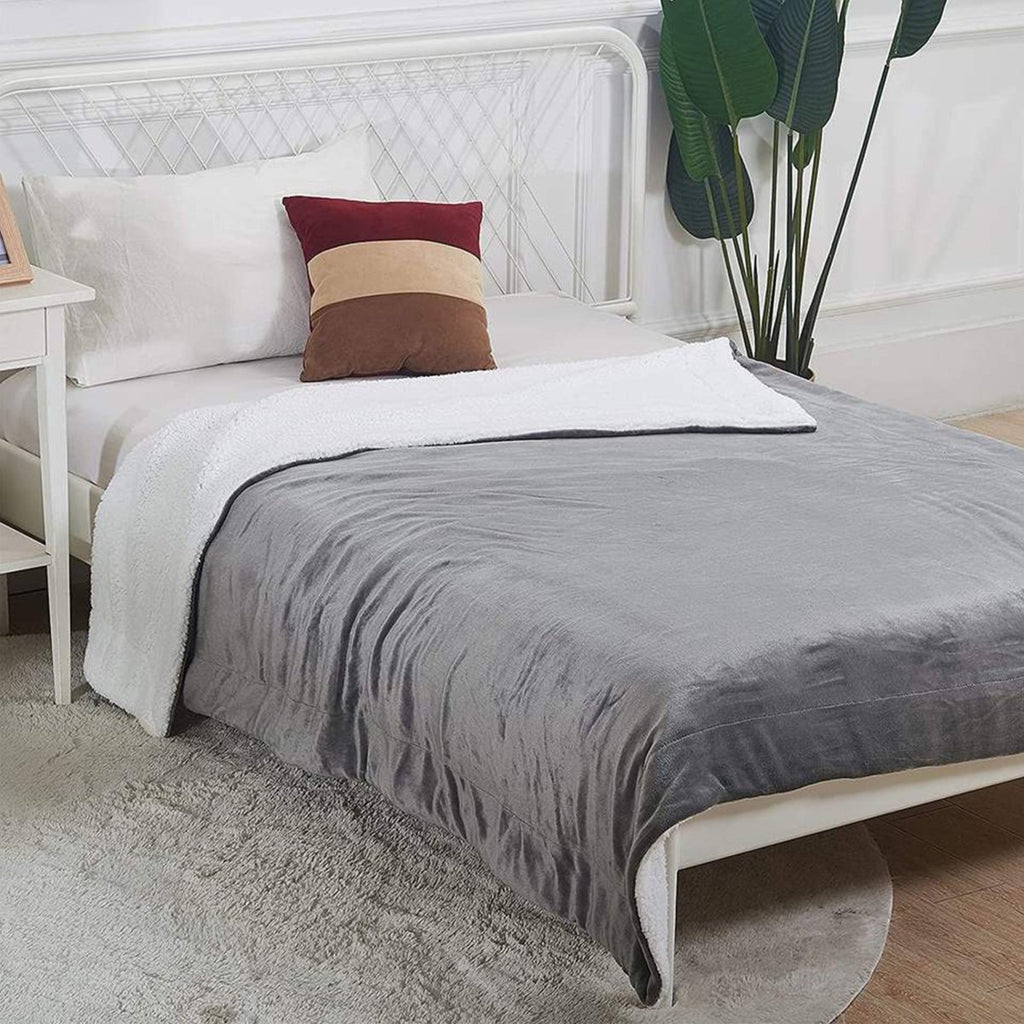 OLIVIA ROCCO Double Layer Electric Heated Throw Blanket Grey With Adjustable Heat - Joe’s Haven