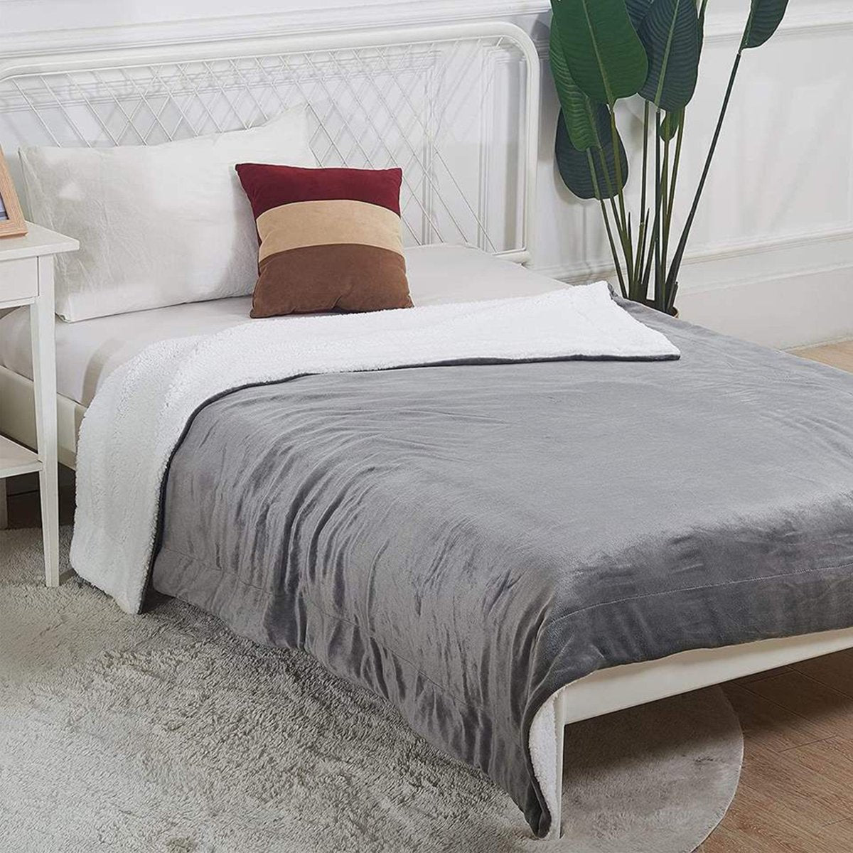 OLIVIA ROCCO Double Layer Electric Heated Throw Blanket Grey With Adjustable Heat - Joe’s Haven