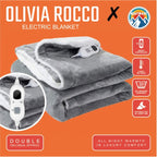 OLIVIA ROCCO Double Layer Electric Heated Throw Blanket Grey With Adjustable Heat - Joe’s Haven