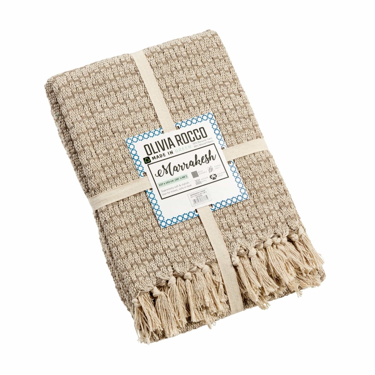 OLIVIA ROCCO Cotton Throw Super Soft Lightweight Eco Friendly Recycled Cotton For Sofa - Joe’s Haven