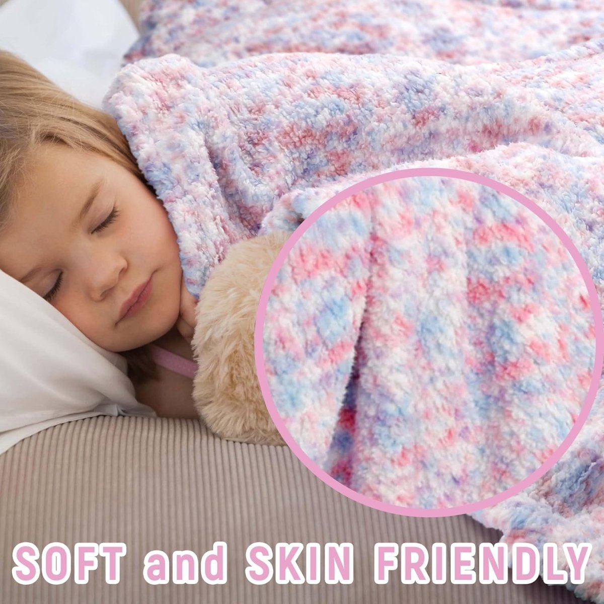 OLIVIA ROCCO Rainbow Teddy Fleece Throw For Kids 130 X 180 Cm Large Soft Blanket For Beds - Joe’s Haven