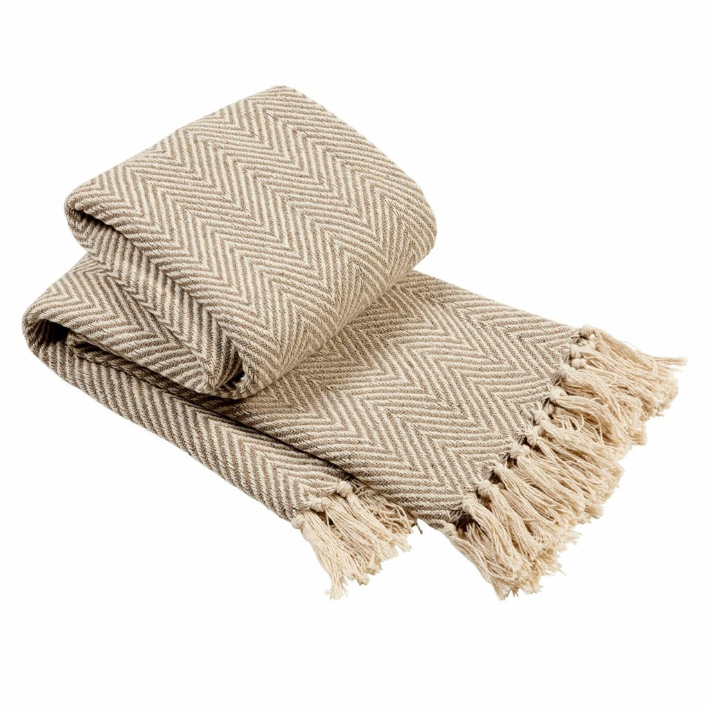 OLIVIA ROCCO Tangier Recycled Cotton Throw Blanket With Decorative Tassels Lightweight - Joe’s Haven