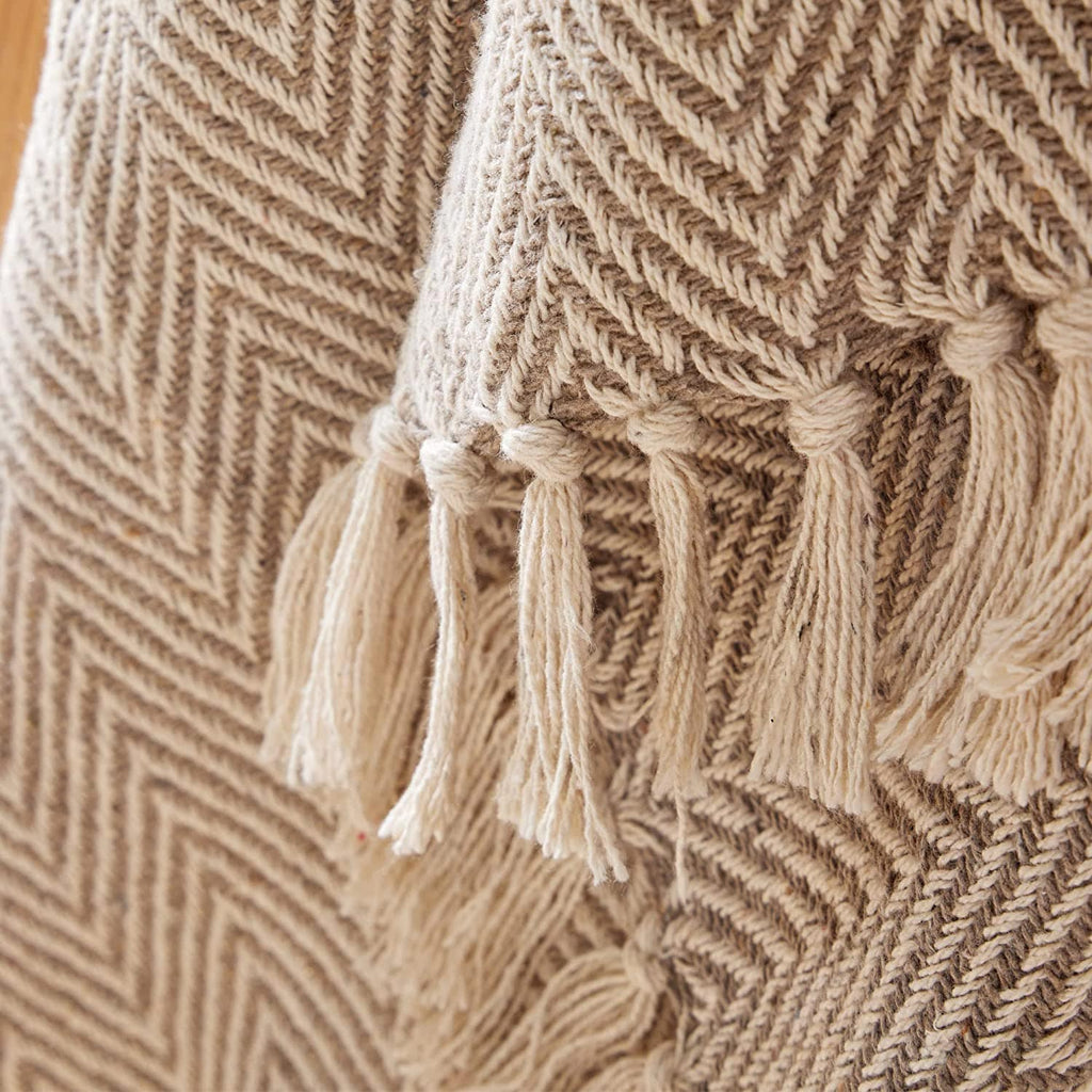 OLIVIA ROCCO Tangier Recycled Cotton Throw Blanket With Decorative Tassels Lightweight - Joe’s Haven