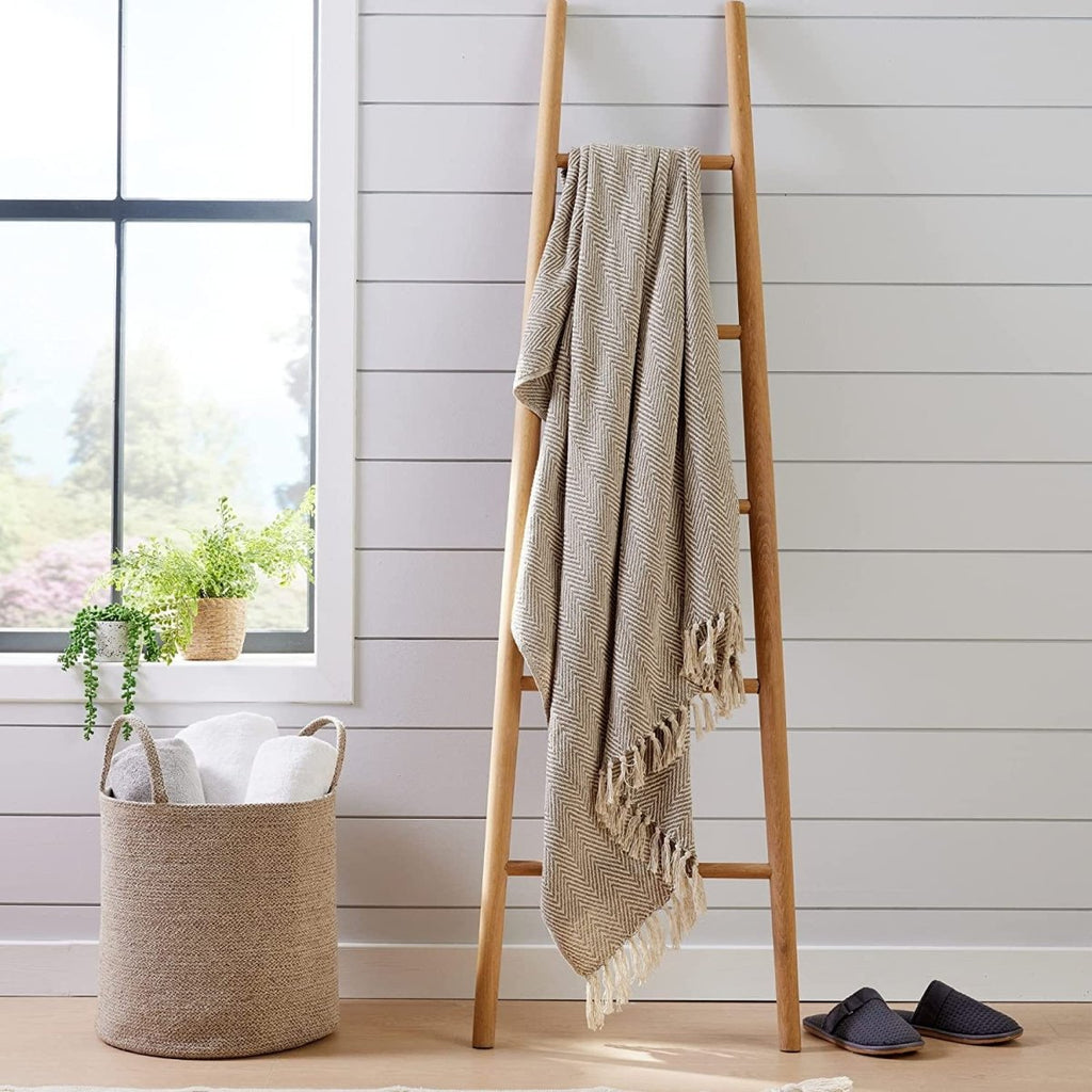 OLIVIA ROCCO Tangier Recycled Cotton Throw Blanket With Decorative Tassels Lightweight - Joe’s Haven