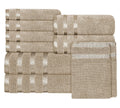 OLIVIA ROCCO Belmont Viscose Stripe Beige Towels 100% Cotton Hotel Quality Bath Towels - Joe’s Haven