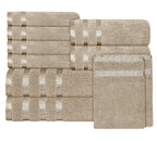 OLIVIA ROCCO Belmont Viscose Stripe Beige Towels 100% Cotton Hotel Quality Bath Towels - Joe’s Haven