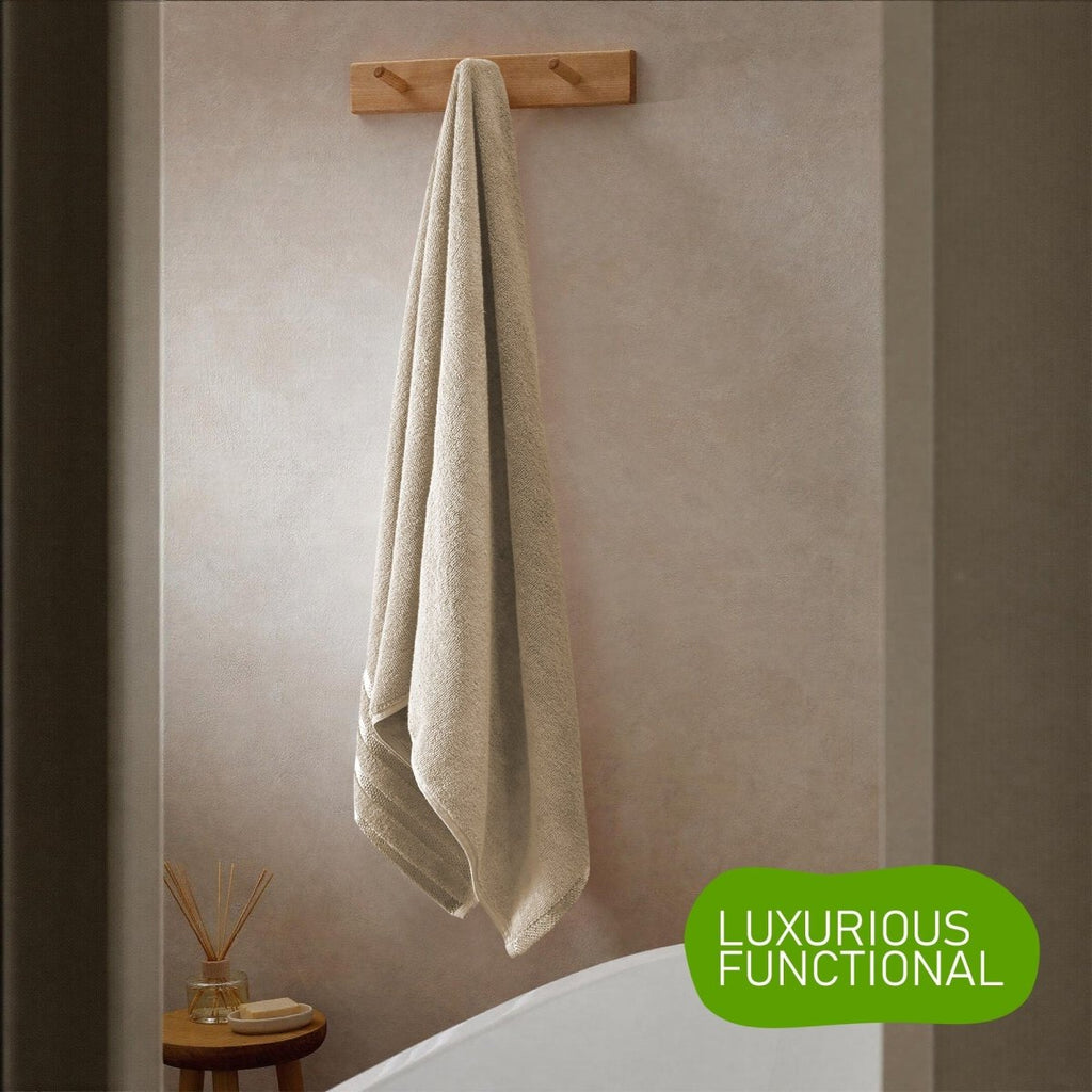 OLIVIA ROCCO Belmont Viscose Stripe Beige Towels 100% Cotton Hotel Quality Bath Towels - Joe’s Haven